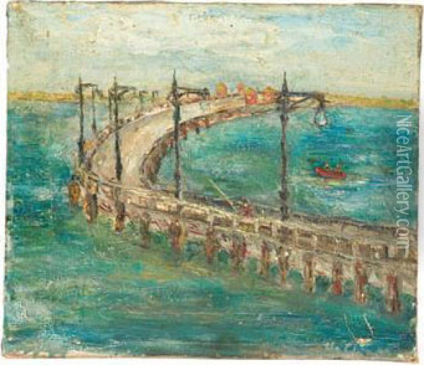 Bridge Over Water Oil Painting - Harry Chase