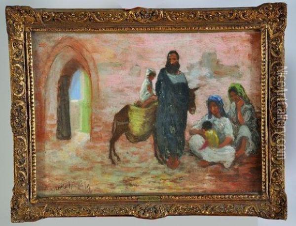 scene De Rue Marocaine Oil Painting - Nicolae Gropeano
