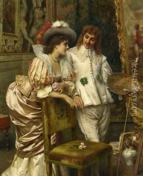 A Visit to the Studio Oil Painting - Federico Andreotti
