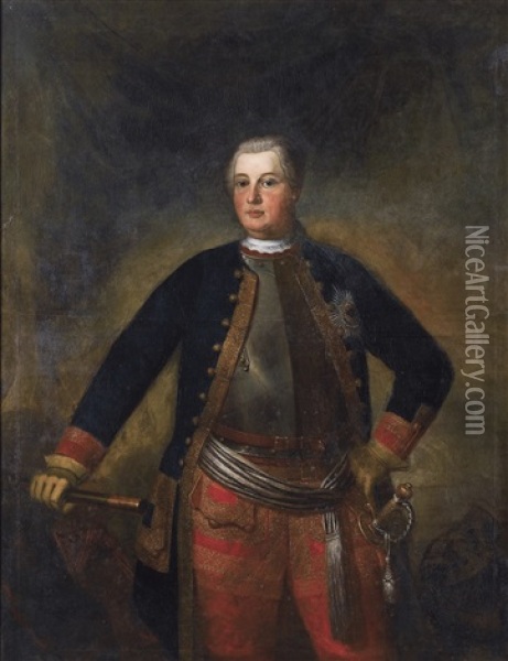 Portrait Of King Friedrich Wilhelm I Of Prussia Oil Painting - Georg Wenzeslaus Von Knobelsdorff