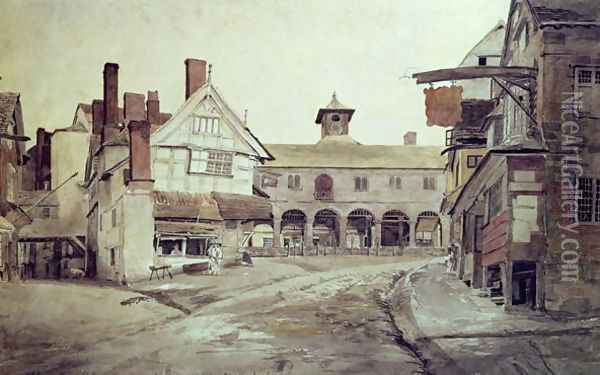 Market Place, Hereford, 1803 Oil Painting - Cornelius Varley