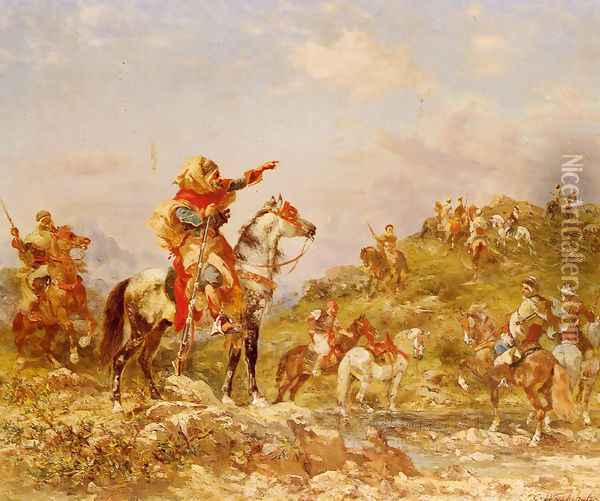 Arab Warriors on Horseback Oil Painting - Georges Washington