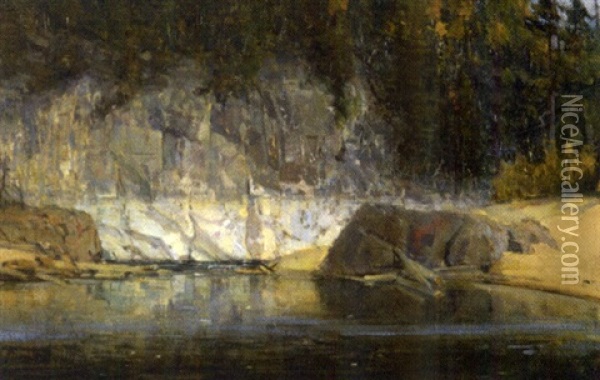 Paugan Falls - Lowe, Quebec Oil Painting - Peleg Franklin Brownell