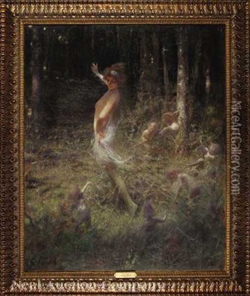 Fees Danse (dancing Fairies) Oil Painting - Georges Picard