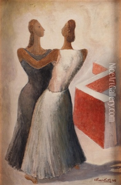 Dos Mujeres  - Danzando Oil Painting - Emilio Rosenblueth