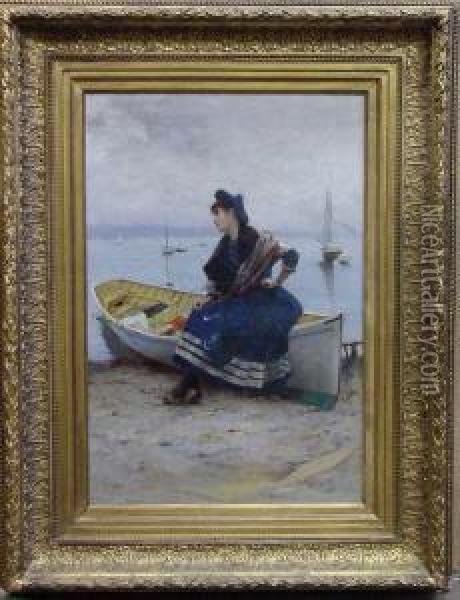 Lost In Thought Oil Painting - Auguste Emile Pinchart