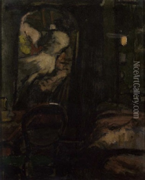 Camden Town Interior - The Looking Glass Oil Painting - Walter Sickert