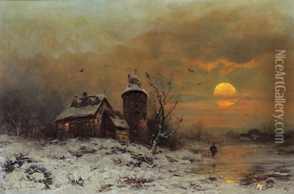 Eine Winterlandschaft Oil Painting - Friedrich Josef Nicolai Heydendahl