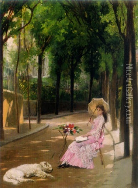 An Afternoon In The Park Oil Painting - Gustave Leonhard de Jonghe