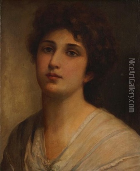 A Portrait Of A Girl, Shoulder-length Oil Painting - Sir Samuel Luke Fildes