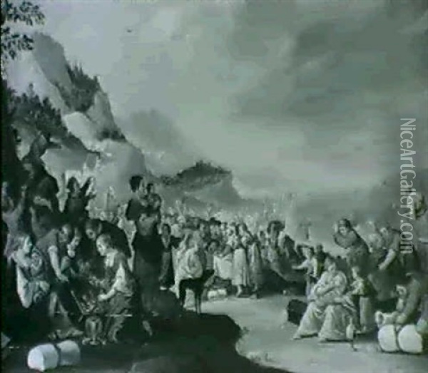 Der Zug Der Israeliten Durch Das                            Rote Meer Oil Painting - Hans Jordaens III