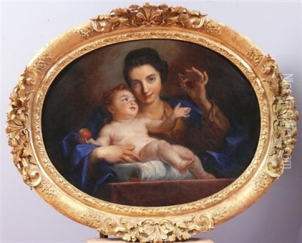 Portait D'une Jeune Mere En Vierge Avec L'enfant Jesus Oil Painting - Jean-Baptiste Santerre