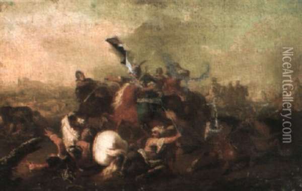 A Cavalry Engagement Between Turks And Christians Oil Painting - Jacques Courtois