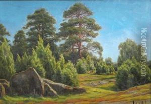 A Summer Landscape Oil Painting - Henrik Gamst Jespersen