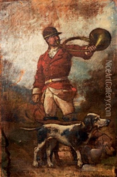 Equipage Du Prince De Conde, Le Piqueux Et Ses Bassets Oil Painting - Theodore Levigne
