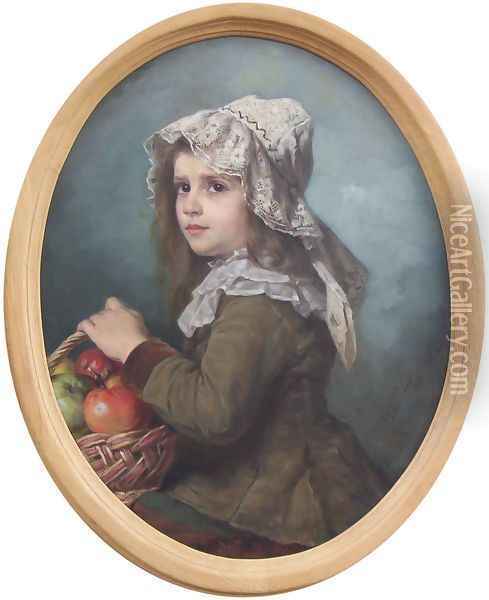 Portrait of a Girl Oil Painting - Emilia Dukszynska-Dukszta