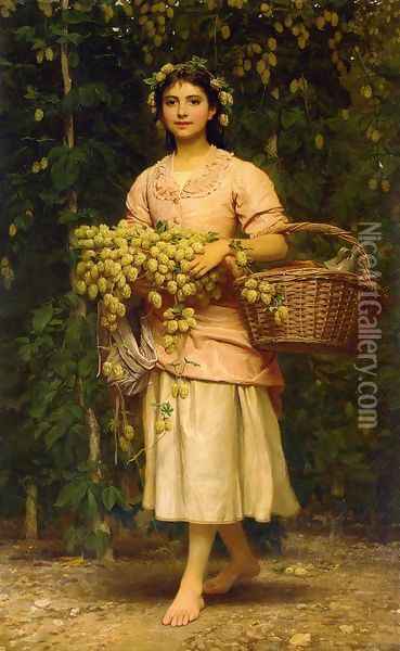 The Hop Picker Oil Painting - Charles E. Perugini
