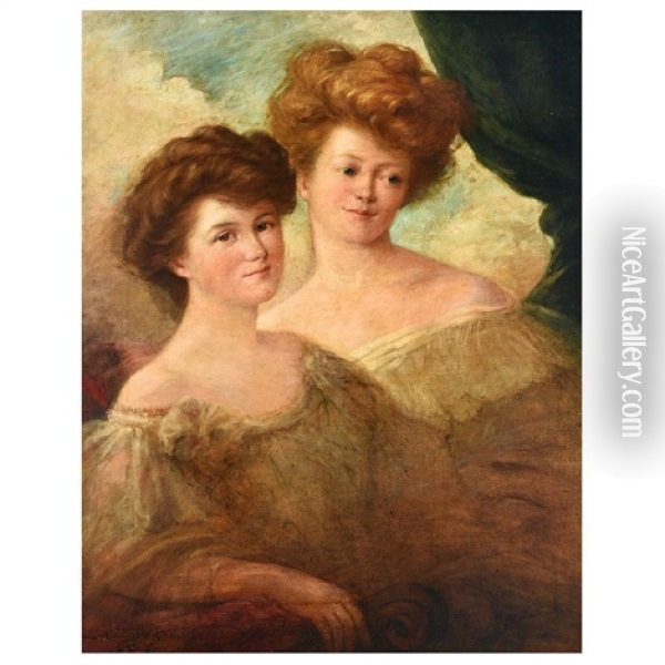 Portrait Of Two Women Oil Painting - Evelyn Almond Withrow