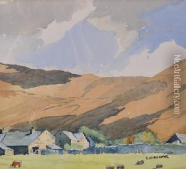 Valley Farm Scene Oil Painting - Alfred Heaton Cooper