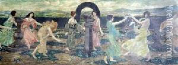 Vestal Virgins In Procession Oil Painting - Robert James Enraght Moony