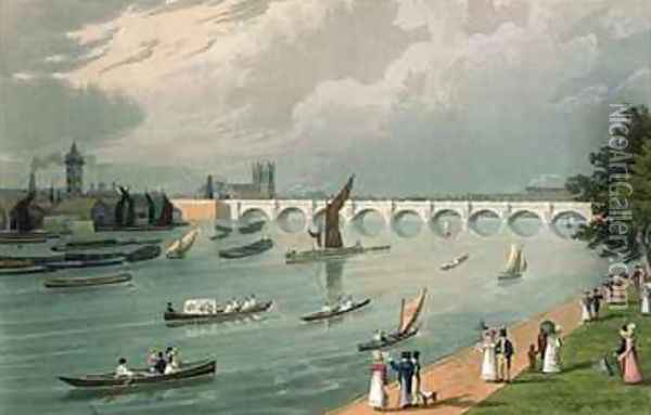 View of Waterloo Bridge Oil Painting - Robert the Elder Havell