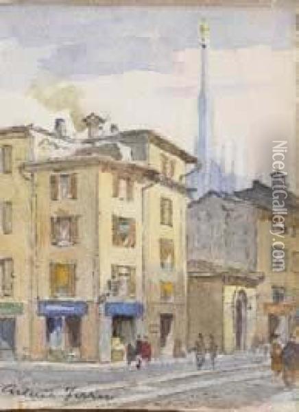 Angolo Di Via San Clemente E Via Larga Milano Oil Painting - Arturo Ferrari