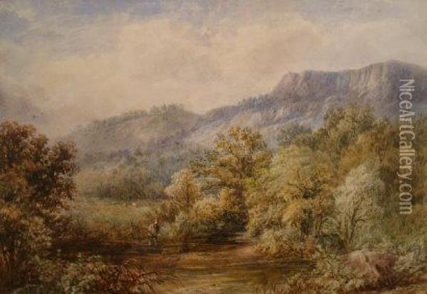 In The Lleder Valley , Nr Bettws-y-coed, North Wales 1868 Oil Painting - William Ellis