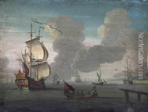 British Sea Battle Oil Painting - Willem van de, the Elder Velde