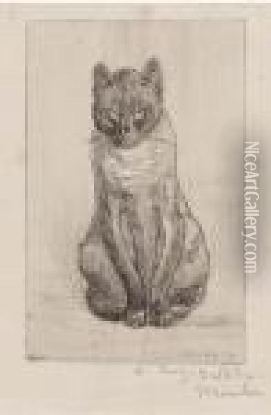 Chat Assis Oil Painting - Theophile Alexandre Steinlen