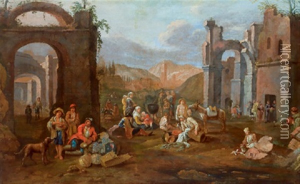 Sudlicher Markt Vor Ruinen Oil Painting - Jan Miel