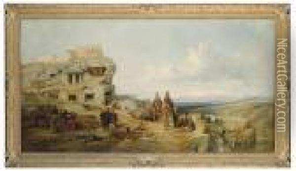 Rock Tombs, Tlos, Lycia: The Citadel From The South-east Oil Painting - William James Muller