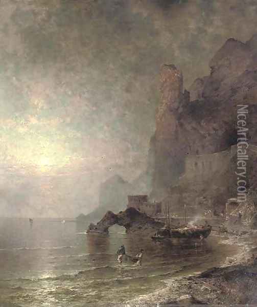 The Gulf of Salerno, Amalfi Oil Painting - Franz Richard Unterberger