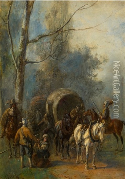 Vojenska Hlidka Oil Painting - Alfred Ritter von Malheim Friedlaender