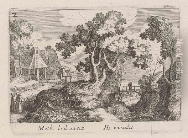 Landscape With Tree In The Centre, From: Topographica Variarum Regionum Oil Painting - Simon Wynouts Frisius