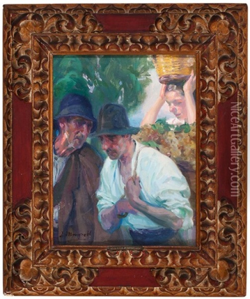 Campesinos Oil Painting - Jose Mongrell Torrent