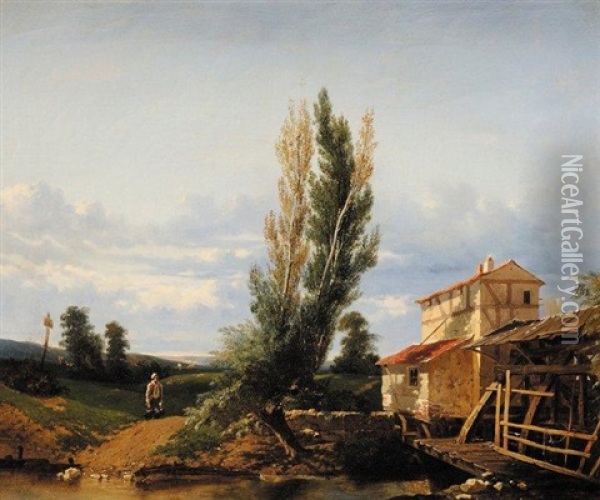Le Retour Au Moulin Oil Painting - Theophile Victor Emile Lemmens