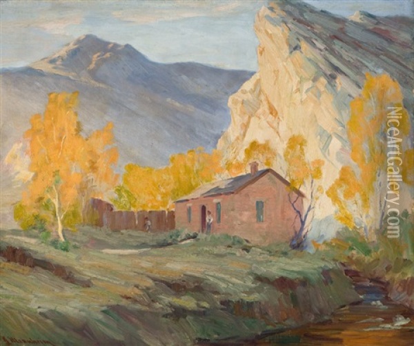 The Hatchery, Colorado, Trout Hatchery Oil Painting - Jean Mannheim