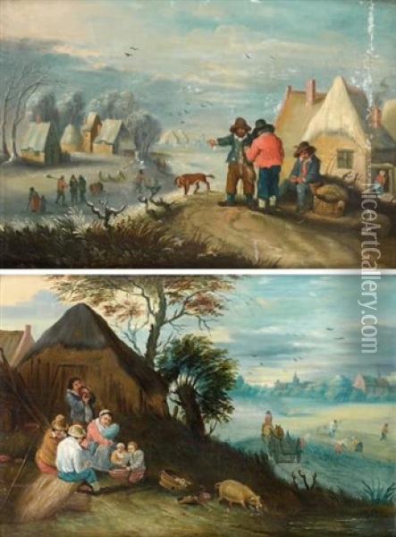 Saisons: L'ete L'hiver (pair) Oil Painting - Theobald Michau