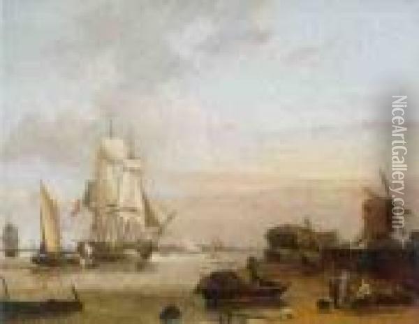 Thames At Deptford Oil Painting - George Webster