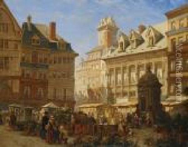 The Flower Market Oil Painting - Jacques Carabain