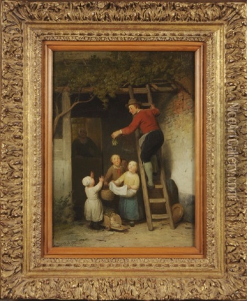 La Cueillette Des Raisins Oil Painting - Ferdinand de Braekeleer the Elder