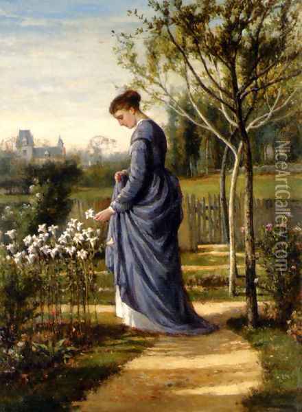 In The Garden Oil Painting - William Mark Fisher