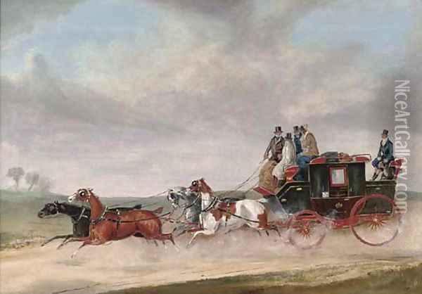A stagecoach at full speed Oil Painting - Charles Cooper Henderson