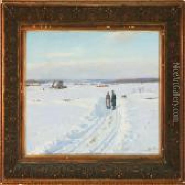 Winter Landscape Oil Painting - Sigvard Hansen