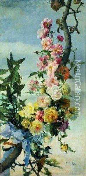 Flores Oil Painting - Blas Benlliure Y Gil