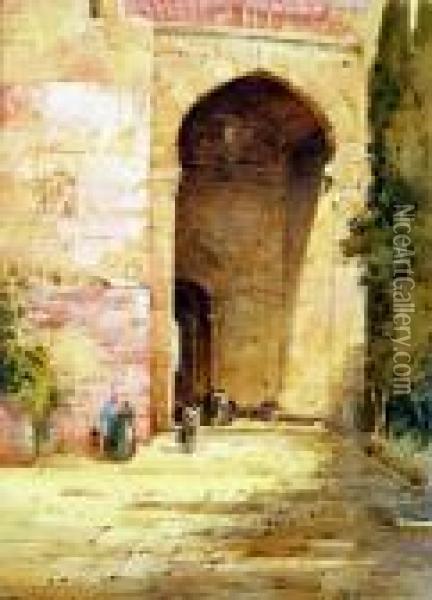 Gateway To The City, North Africa Oil Painting - Noel Harry Leaver