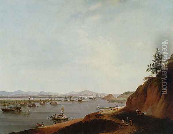 View of Whampoa (Huangpu) Beach, China Oil Painting - Thomas Daniell