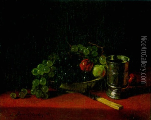 Nature Morte Aux Fruits, Au Couteau Et Au Gobelet Oil Painting - Francois Bonvin