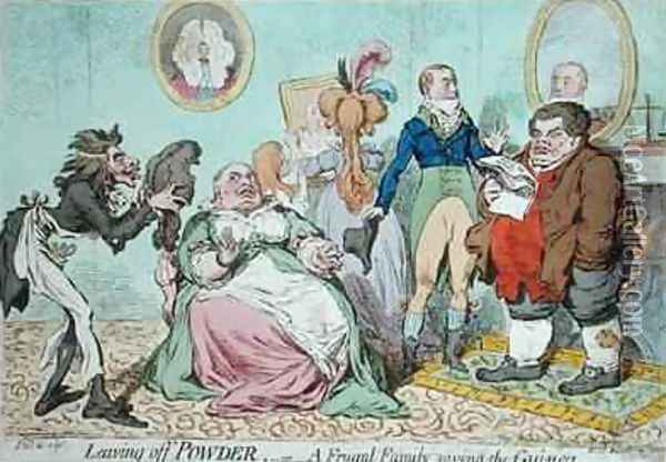 Leaving off Powder or A Frugal Family saving the Guinea Oil Painting - James Gillray
