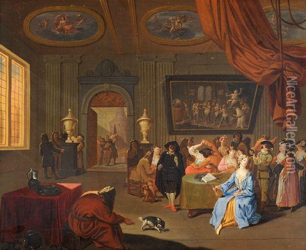Scene De Bal Masque Oil Painting - Cornelis Troost